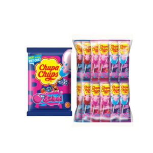 CHUPA CHUPS LOLLIES WITH STRAWBERRY, COLA, BLUEBERRY FLAVOR WITH BLOWN GUM