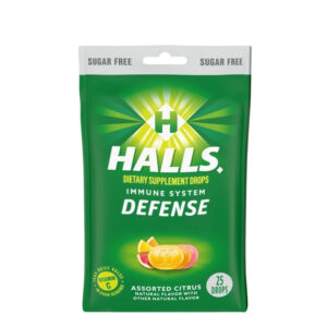 HALLS DEFENSE SUGAR FREE ASSORTED CITRUS NATURALLY AND ARTIFICIALLY FLAVORED DIETARY SUPPLEMENT DROPS GETHALLS