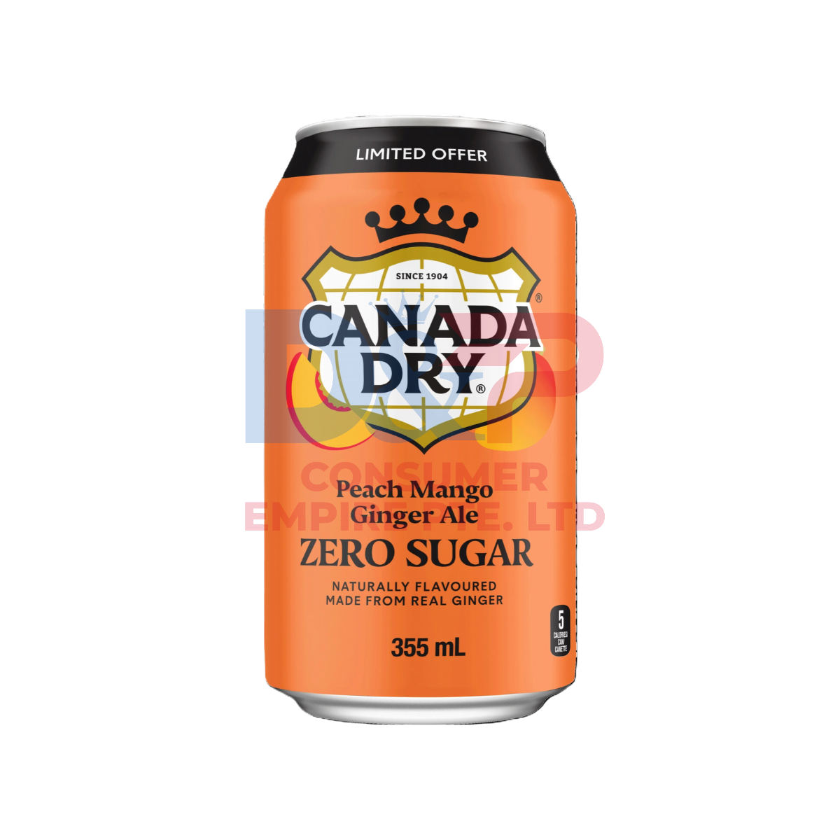 CANADA DRY PEACH MANGO GINGER ALE ZERO SUGAR CAN 355ML CANADA ORIGIN WHOLESALE 355ML - CANADA ORIGIN